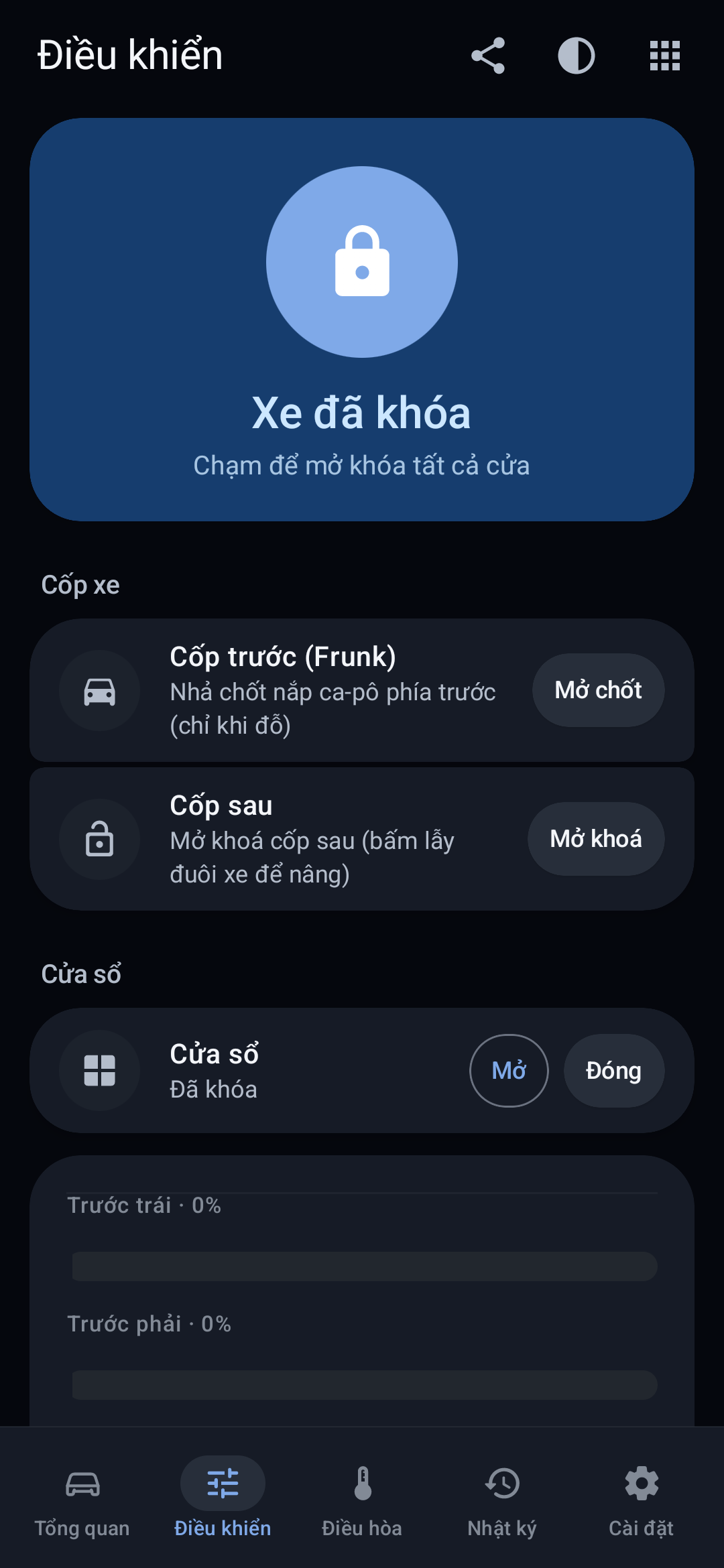 Điều khiển tiện ích trên điện thoại (Dark)