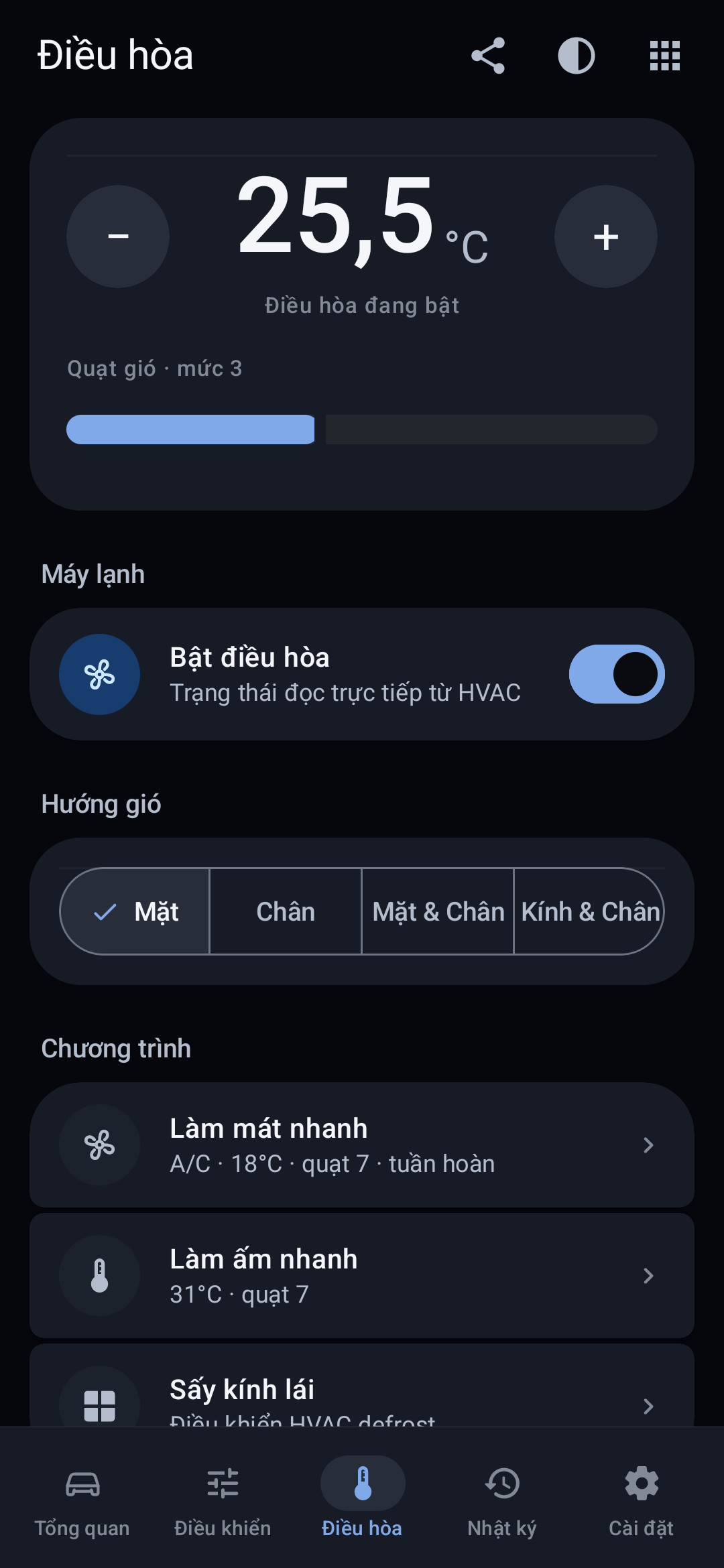 Điều khiển điều hoà trên điện thoại (Dark)