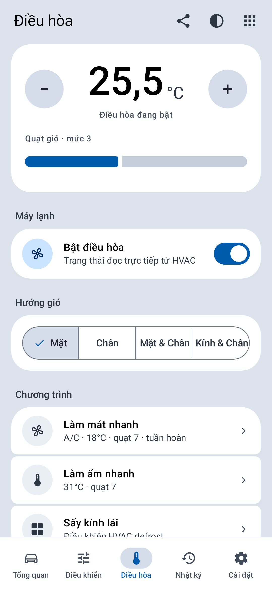 Điều khiển điều hoà trên điện thoại (Light)
