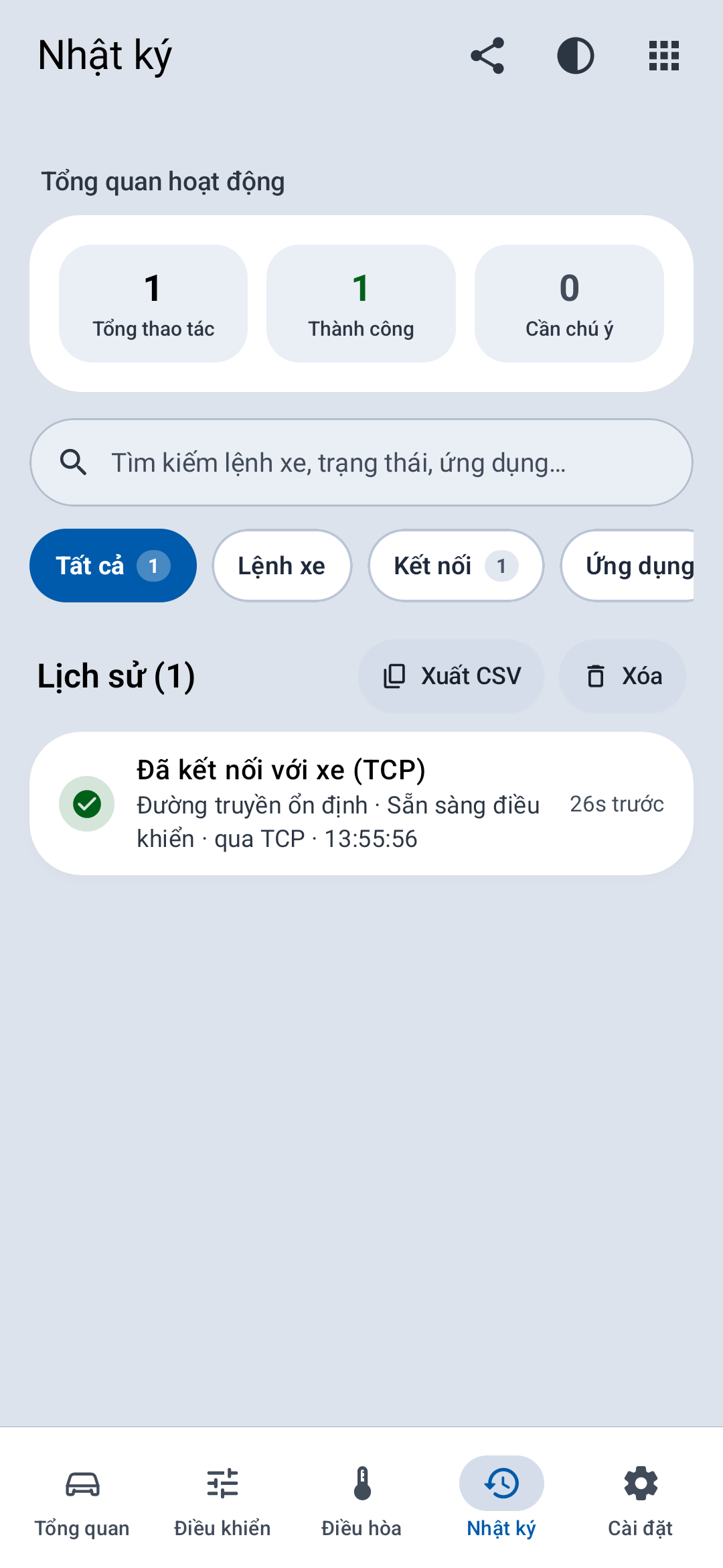 Nhật ký truyền nhận lệnh (Light)